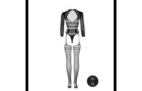 Bodystocking Zwart Lange Mouwen & Korte Col | Le Désir