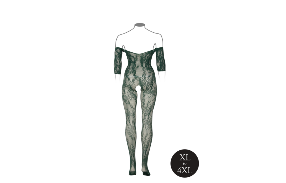 Bodystocking mit langen Ärmeln aus Spitze - Große Größe