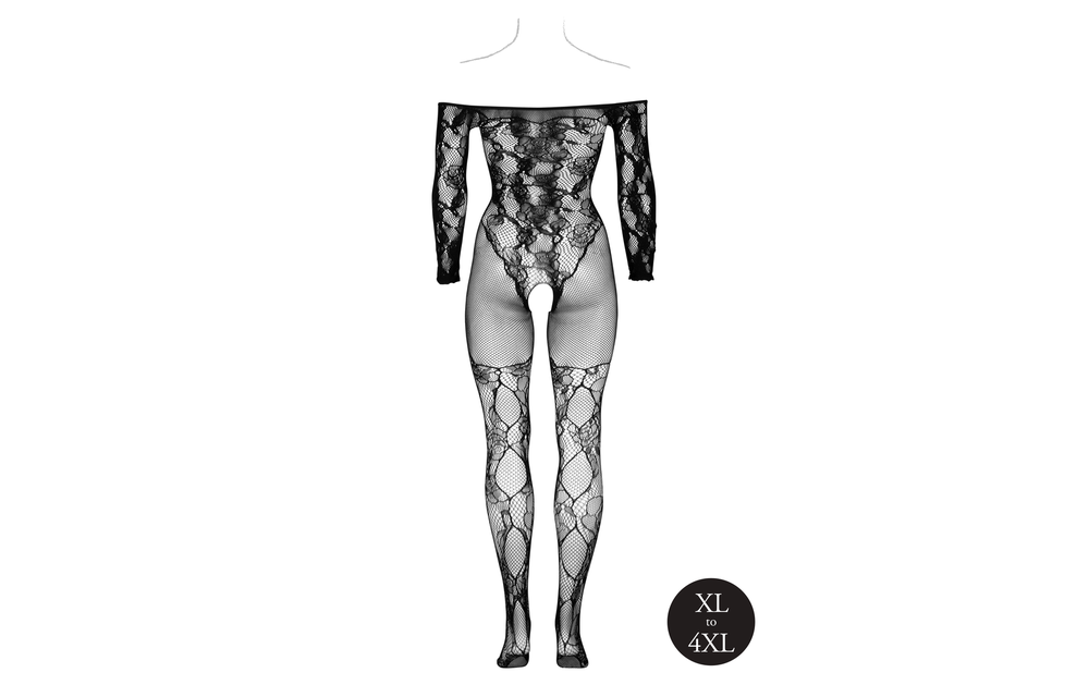 Bodystocking mit schulterfreien, langen Ärmeln - OSX - Schwarz