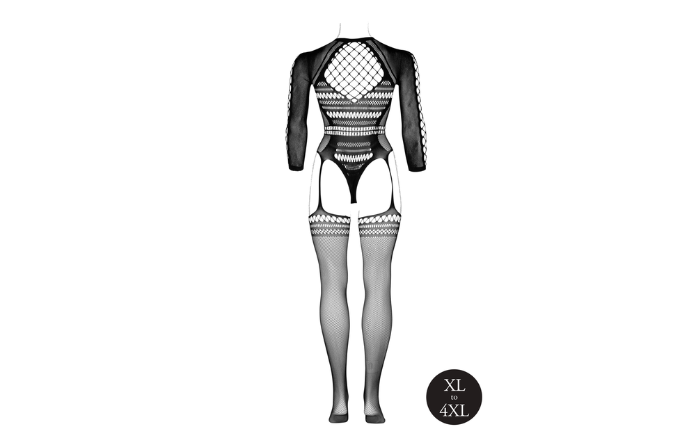 Bodystocking with Long Sleeves and Short Turtleneck - OSX - Black