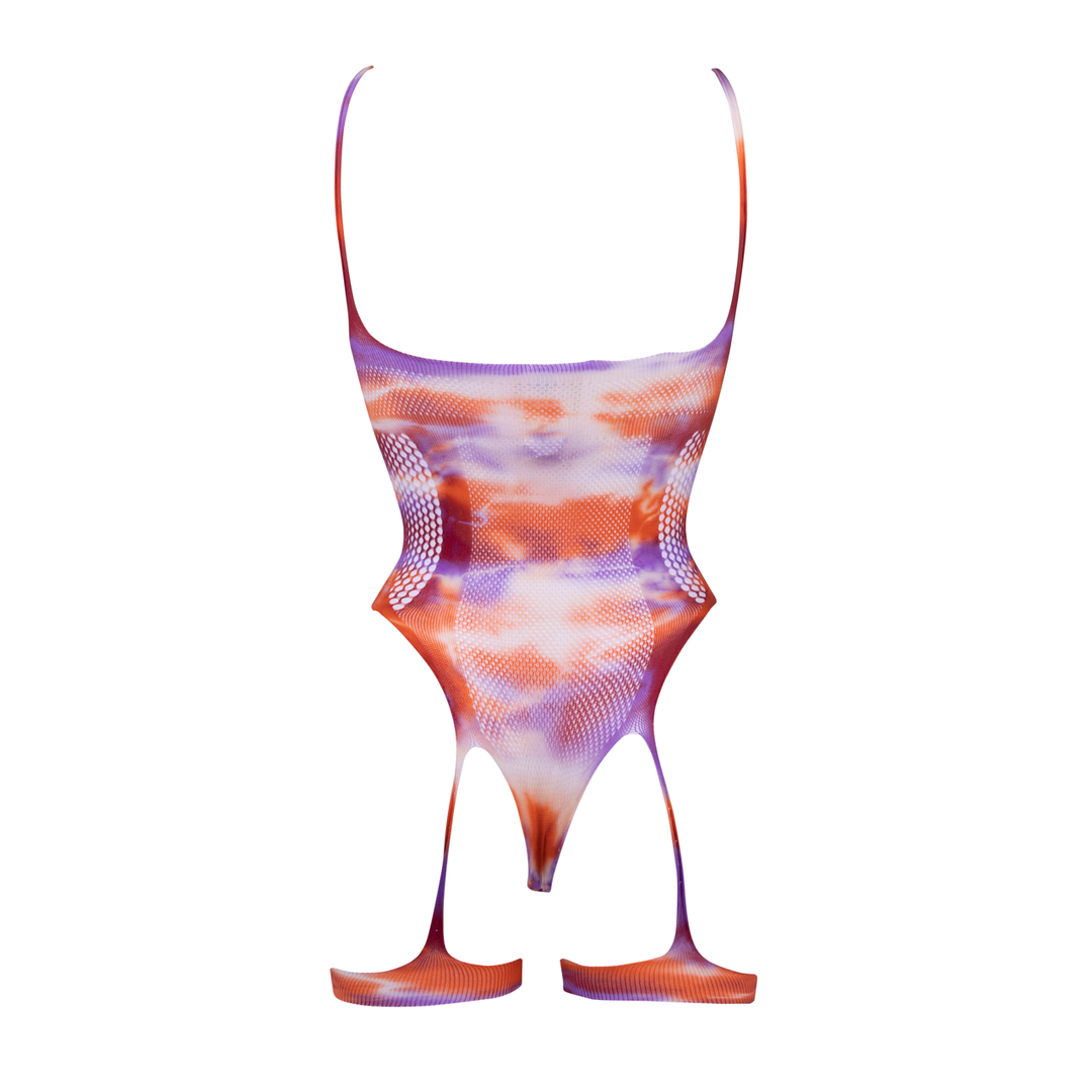 Open-Cup Strappy Teddy and Dazzling Nipple Bling Sticker - One Size