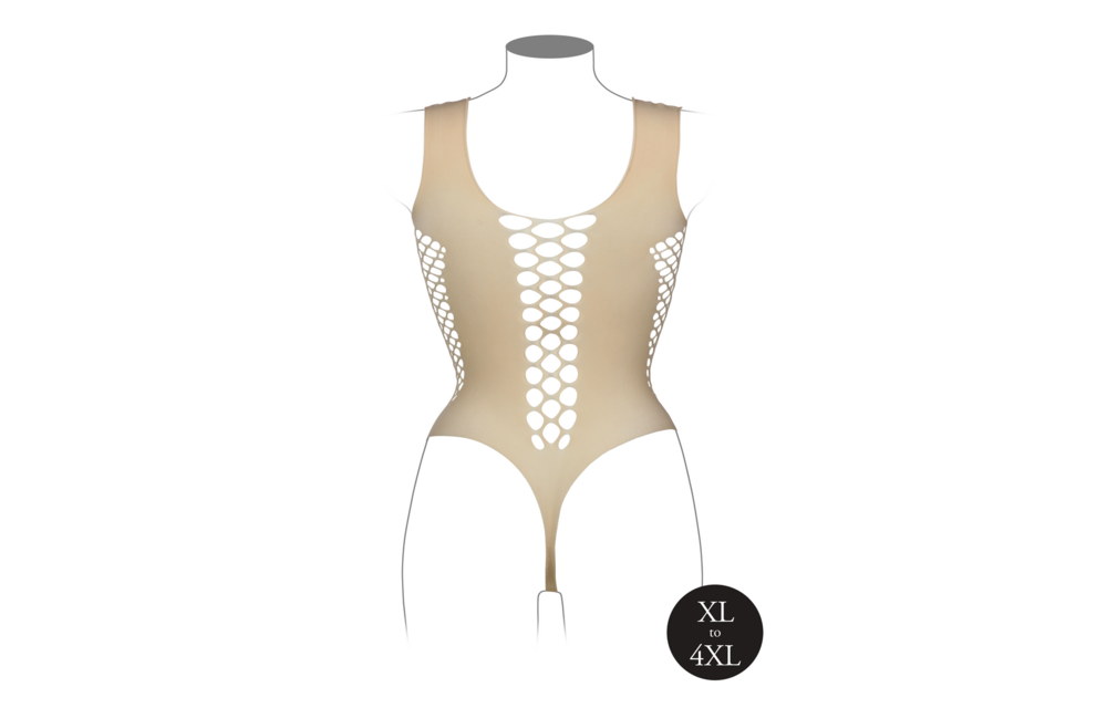 V-Neck Teddy with Opaque Panels - Queen Size