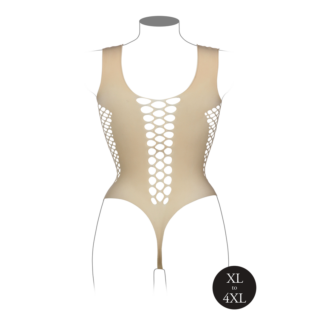 V-Neck Teddy with Opaque Panels - Queen Size