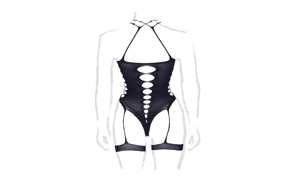 Metis XVI - Body with Garters and Crossed Neckline - Plus Size