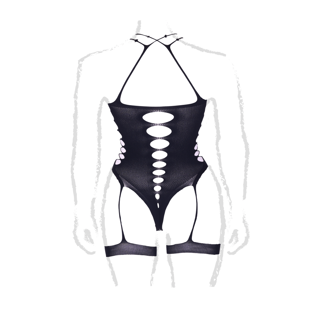 Metis XVI - Body with Garters and Crossed Neckline - Plus Size