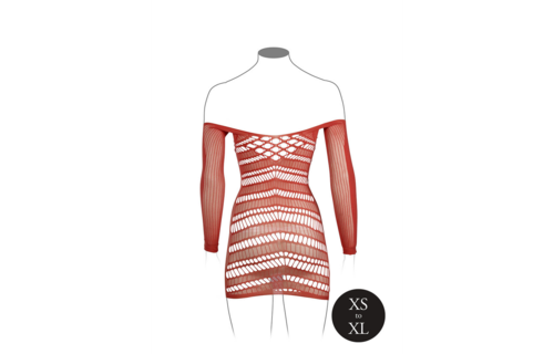 Mesh Dress Long Sleeves Red XL-4XL | Stretchy & Sexy