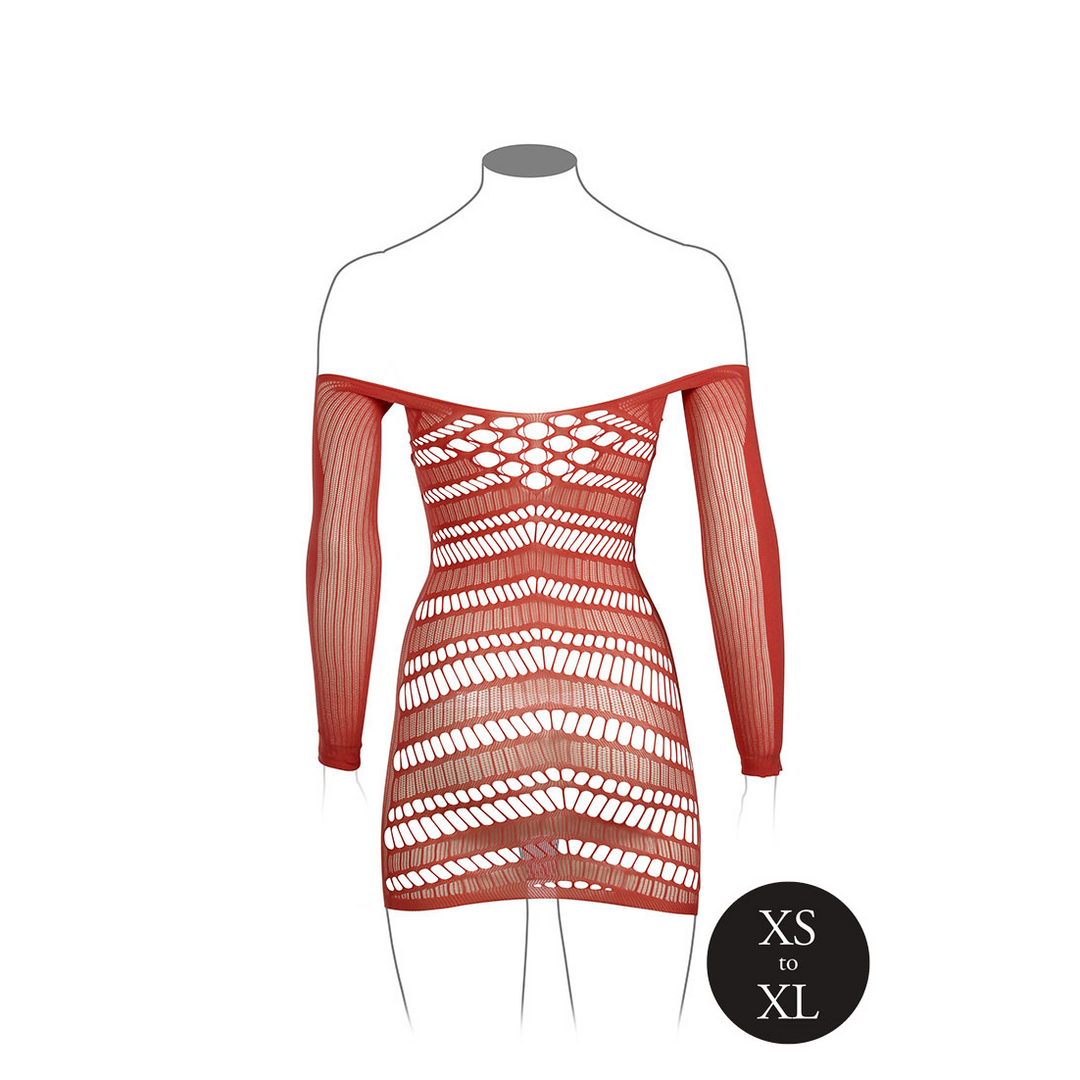 Langärmeliges Netz-Minikleid - Einheitsgröße