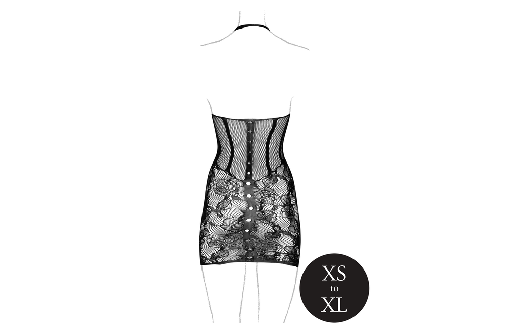 Schwarzes Neckholder-Kleid mit sexy Spitze – Le Désir XS-XL