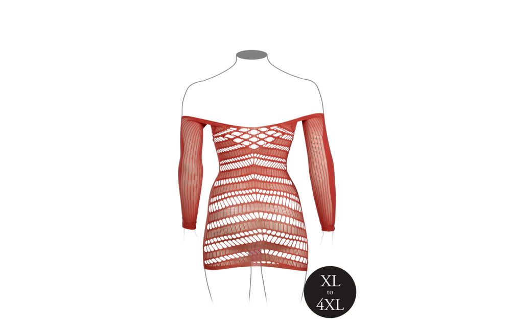 Netzkleid mit langen Ärmeln für Damen XL-4XL | Schick & elastisch