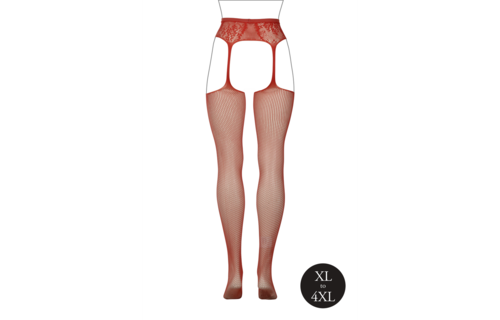 Fishnet Stockings with Lace XL-4XL – Le Désir Women's Size Red