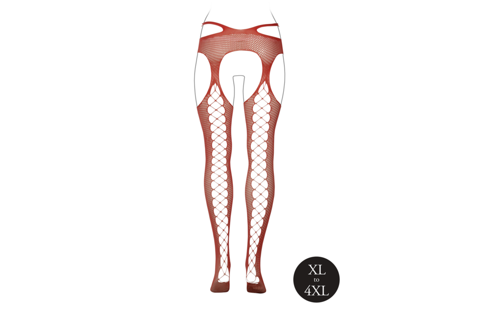 Queen Size Strumpfhalterleggings mit Kordelzug – Rot XL-4XL