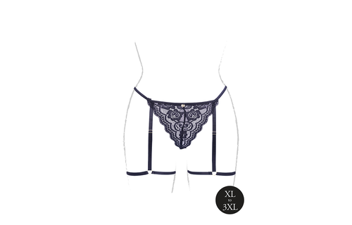 Marie Lace Thong With Garter Belt | Adjustable & Sexy Large Size