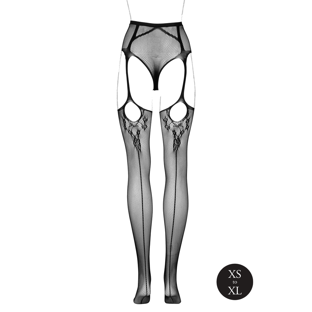 Pantie with Attached Stockings - OS - Black