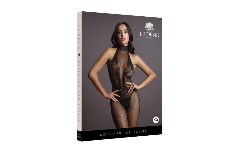 Fishnet & Lace Bodystocking Black - Sexy, Stretchy, One Size