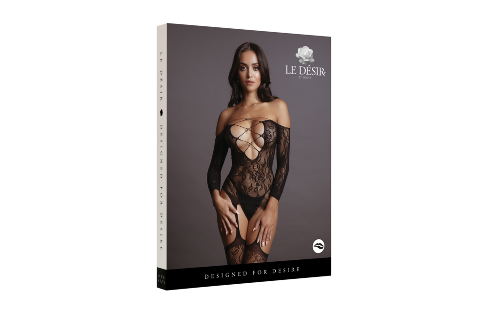 Kraag Bodystocking Zwart Kant Met Jarretelles | Le Désir S-Xl
