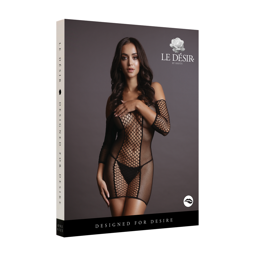 Duo-Netz-Minikleid mit Ärmeln - Einheitsgröße