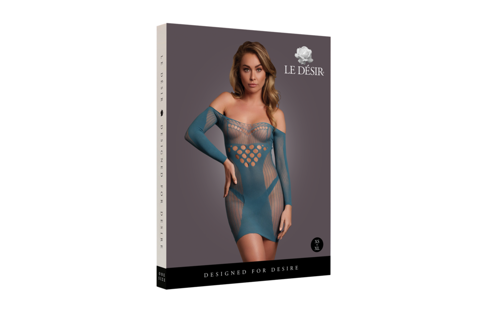 Long-Sleeved Net Mini Dress - One Size