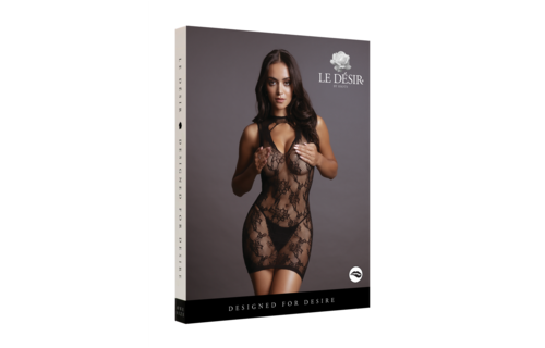 High Neck Lace Mini Dress - One Size