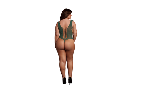 V-Neck Teddy with Opaque Panels - Queen Size