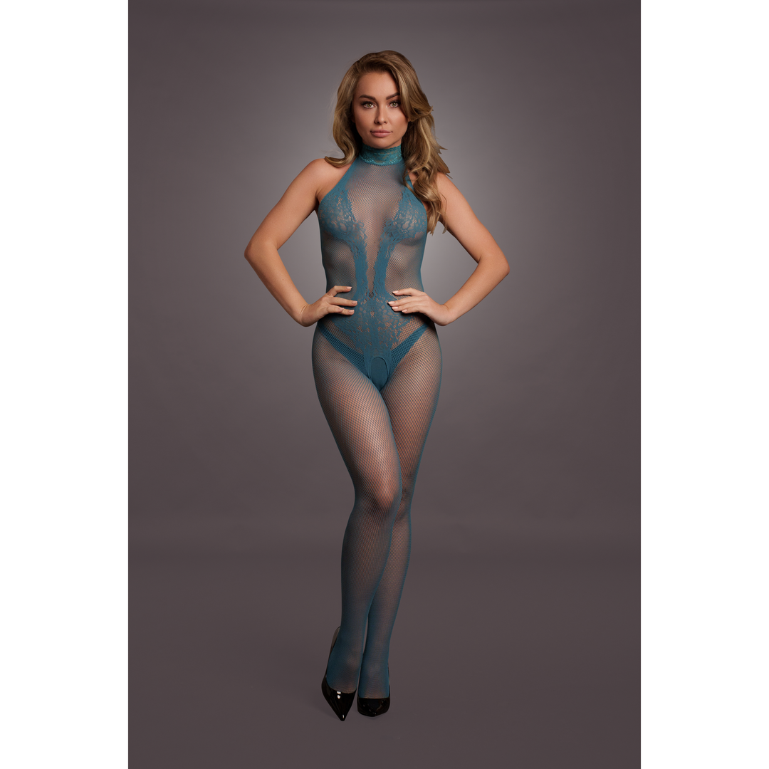 Seductive Bodystocking Lace & Fishnet – One Size Blue