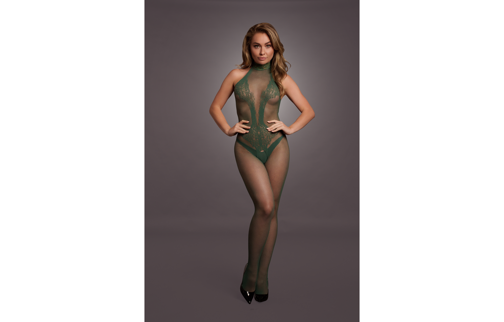 Bodystocking aus Fischnetz und Spitze - Einheitsgröße