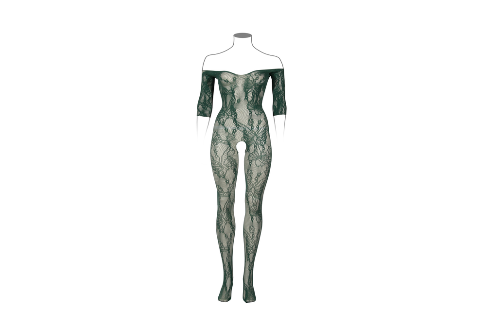 Kanten Bodystocking Lange Mouwen Queen Size - Le Désir Groen