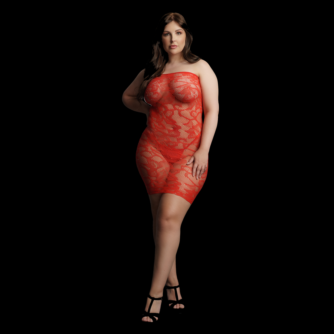 Rhinestone Dress Plus Size Red | Glamorous & Comfortable