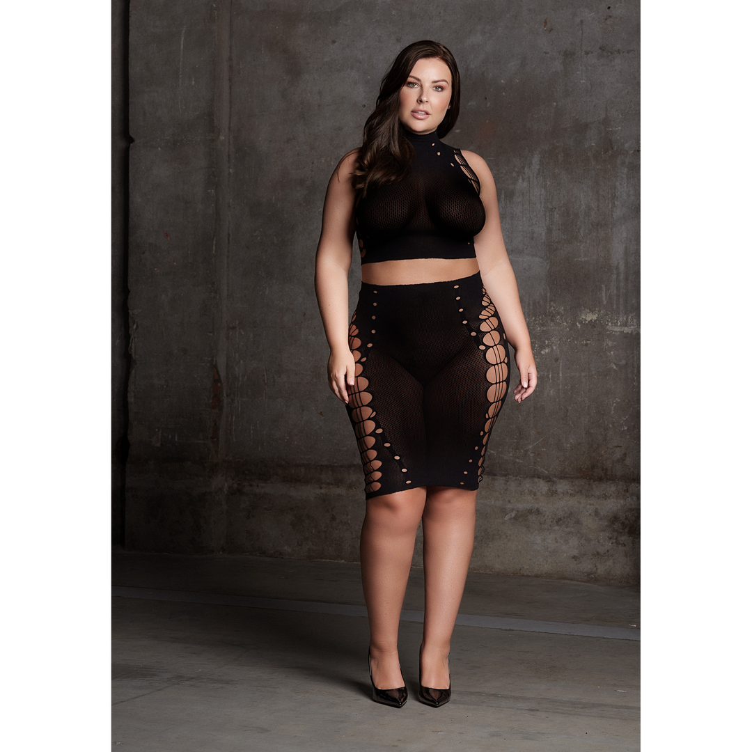 Kala XXXVII - Two Piece with Turtleneck, Crop Top and Skirt - Plus Size