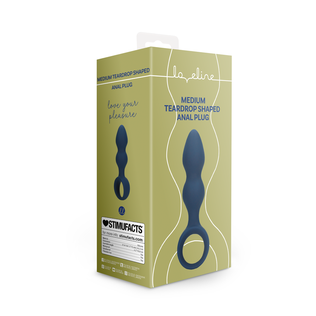 Teardrop Shaped Anal Plug - Medium - Ostseeblau