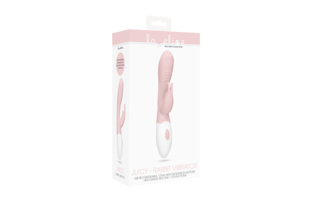 Juicy Rabbit Vibrator – Loveline Dual Motor, Pastel Pink