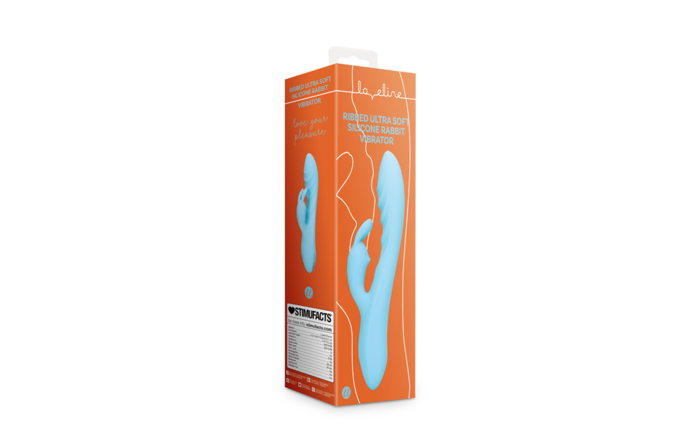 Gerippter Ultra Soft Silicone Rabbit Vibrator - Glacial Blue