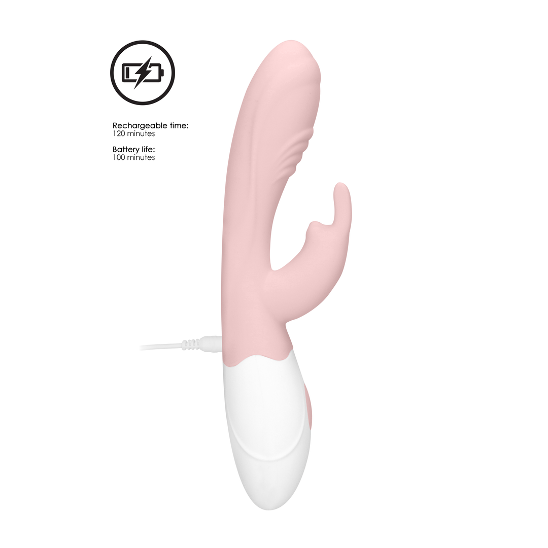 Juicy Rabbit Vibrator – Loveline Dual Motor, Pastel Pink