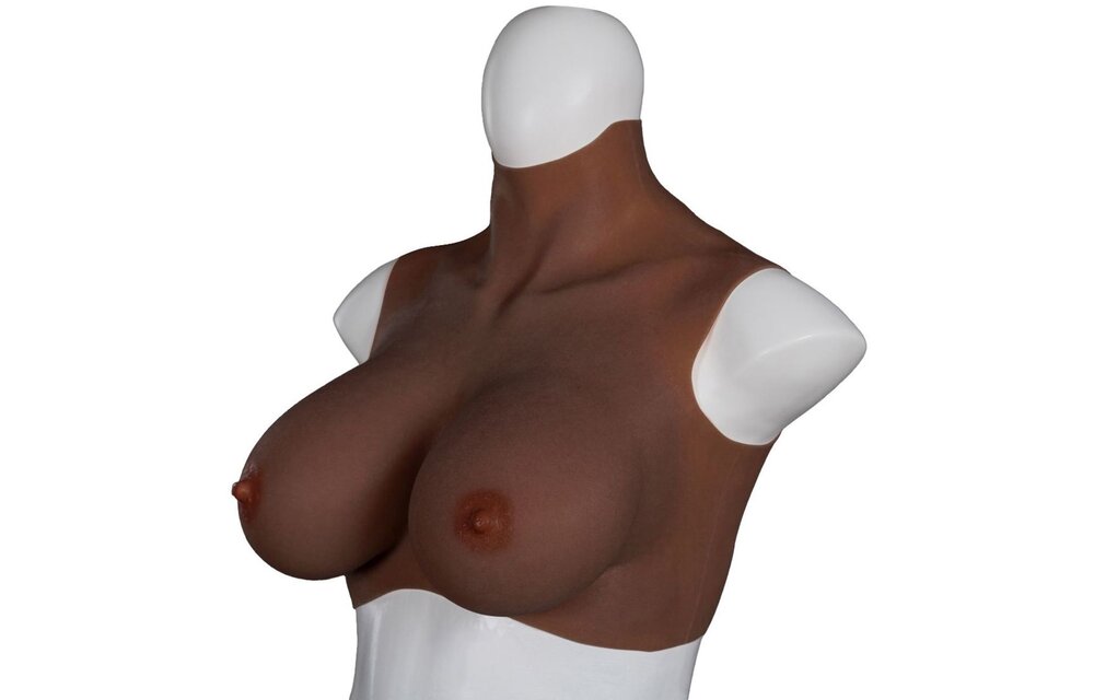 Ultra Realistic Silicone Breasts Dark - Size L (E Cup)