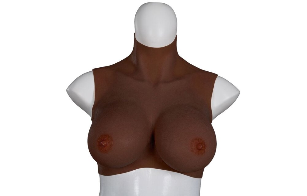 Ultra Realistic Silicone Breasts Dark - Size L (E Cup)