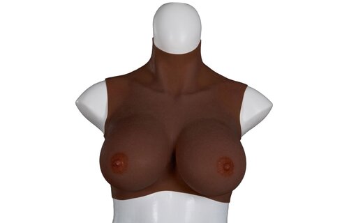 Ultra Realistic Silicone Breasts Dark - Size L (E Cup)