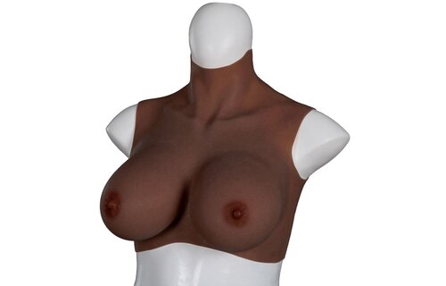 Ultra Realistic Silicone Breasts Dark - Size L (E Cup)