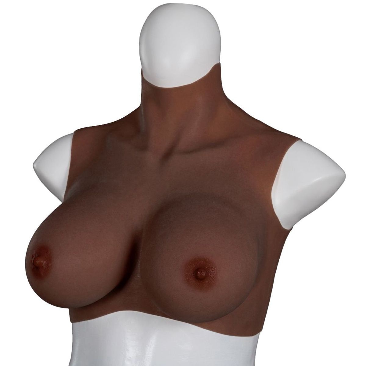 Ultra Realistic Silicone Breasts Dark - Size L (E Cup)