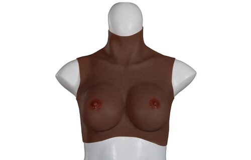 Ultra Realistic Silicone Breasts Size M D-Cup Dark