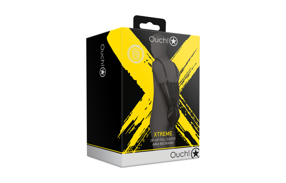 Strakke Zwarte Pu Armbinder Met Ritssluiting & Slot | Ouch!