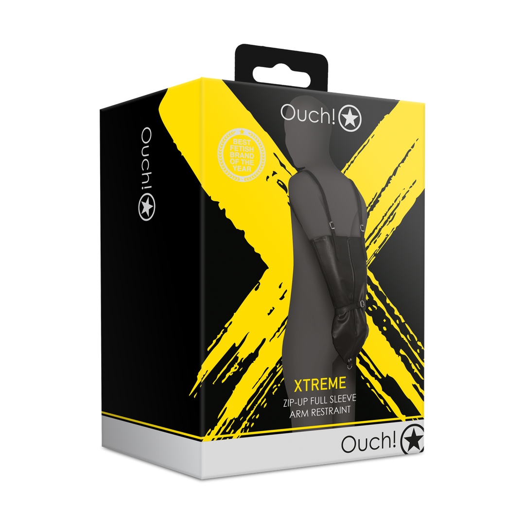 Strakke Zwarte Pu Armbinder Met Ritssluiting & Slot | Ouch!