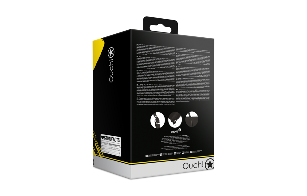 Eng anliegender schwarzer PU-Armbinder mit Reißverschluss und Schloss | Ouch!