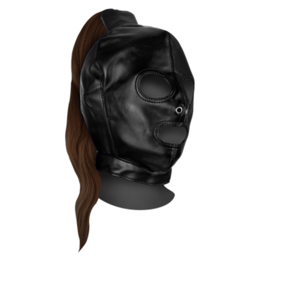 Mask with Brown Ponytail