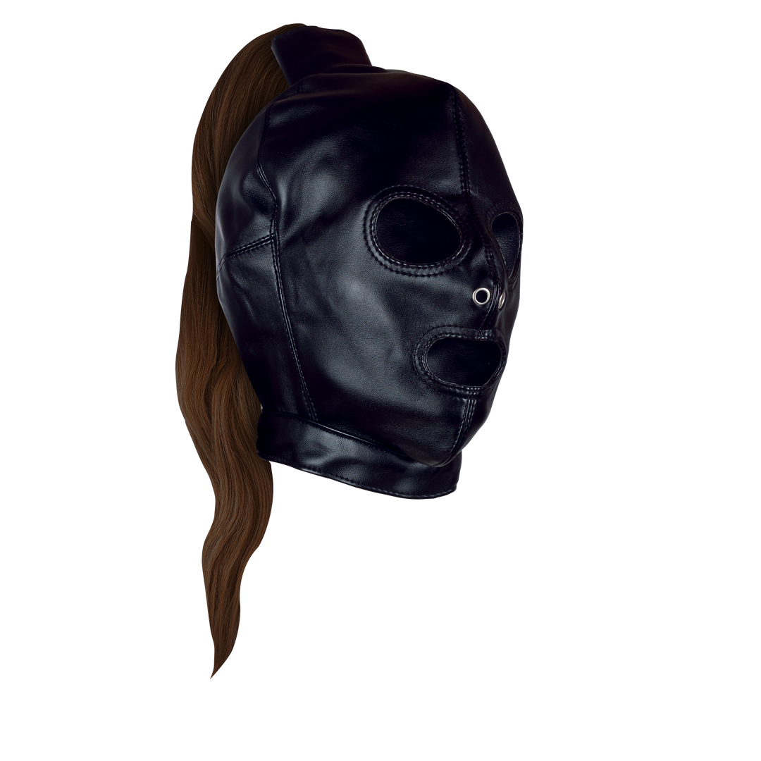 Mask with Brown Ponytail