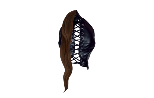 Mask with Brown Ponytail