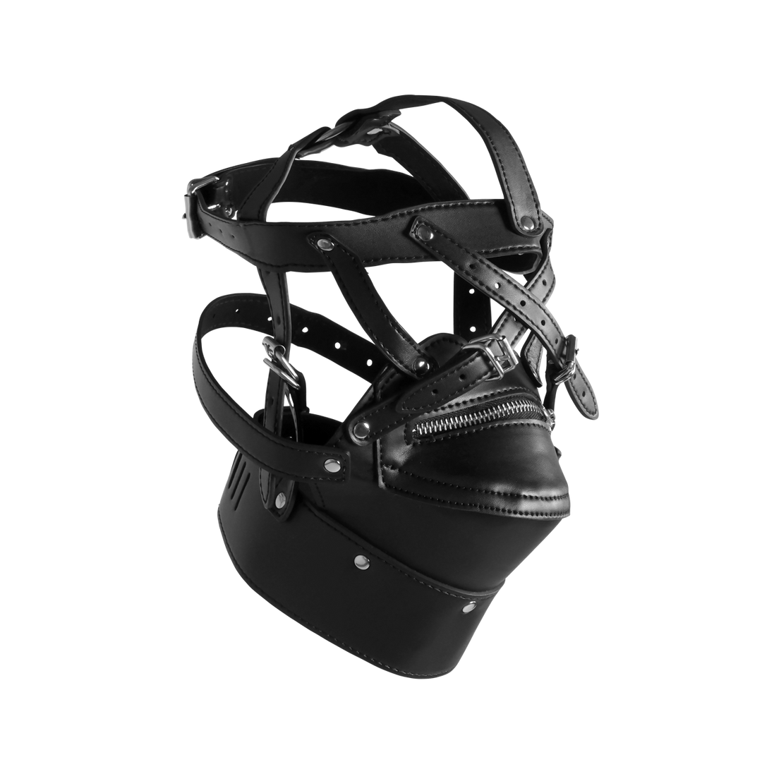 Head Harness with Zip-up Mouth and Lock