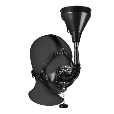 Open Mouth Gag Head Harness with Funnel