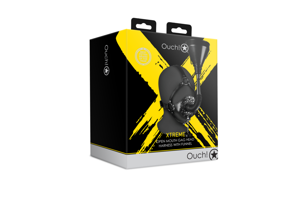 Offener Mundknebel-Kopfgeschirr mit Trichter – BDSM-Vergnügen