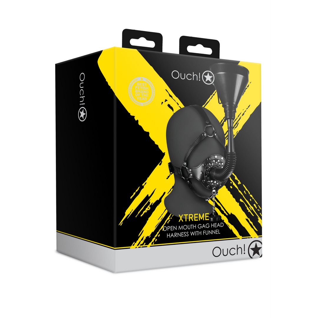 Open Mouth Gag Head Harness with Funnel