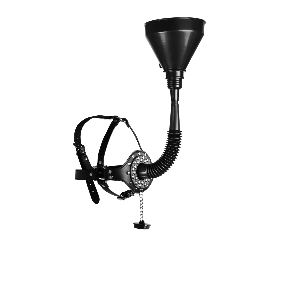 Open Mouth Gag Head Harness with Funnel