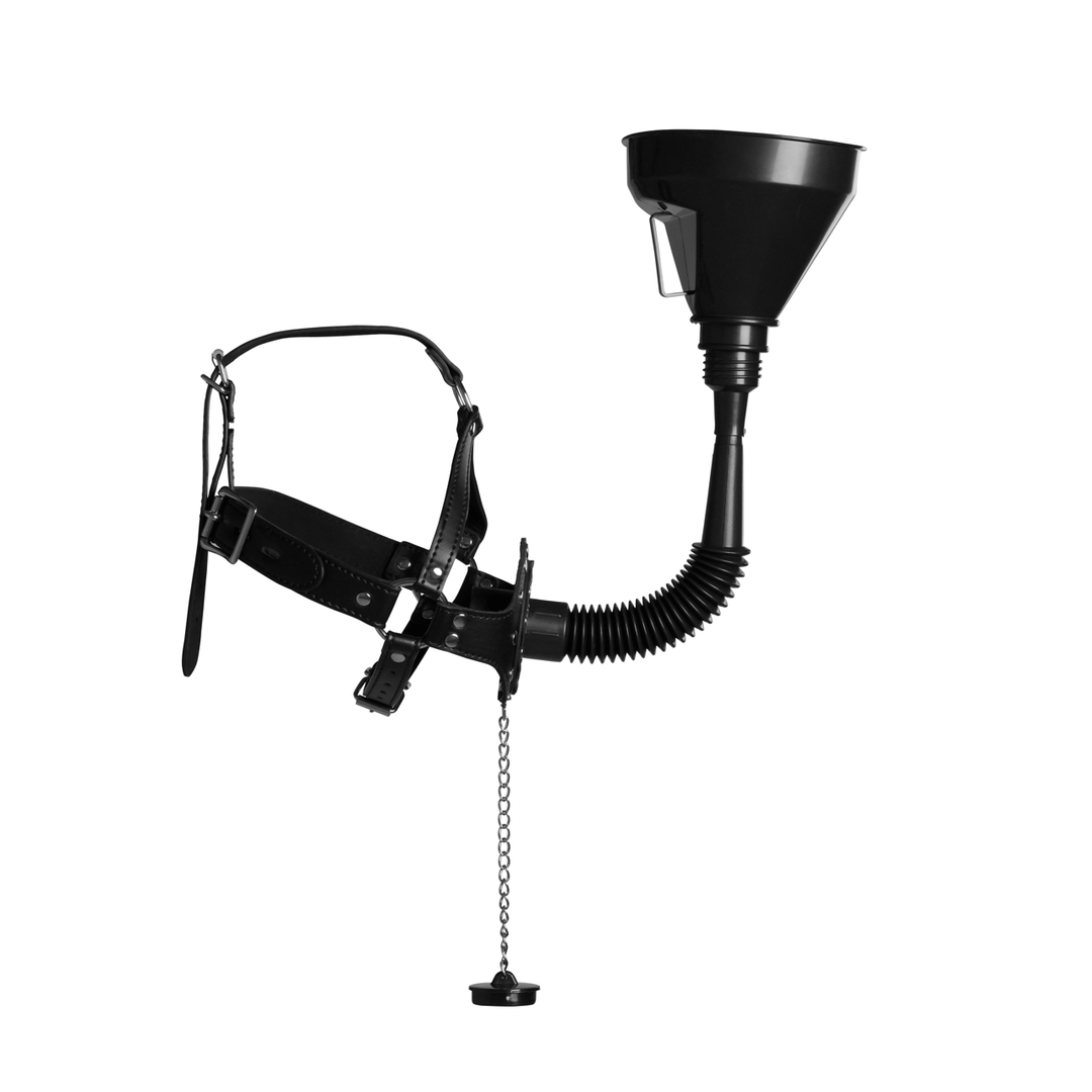 Open Mouth Gag Head Harness with Funnel